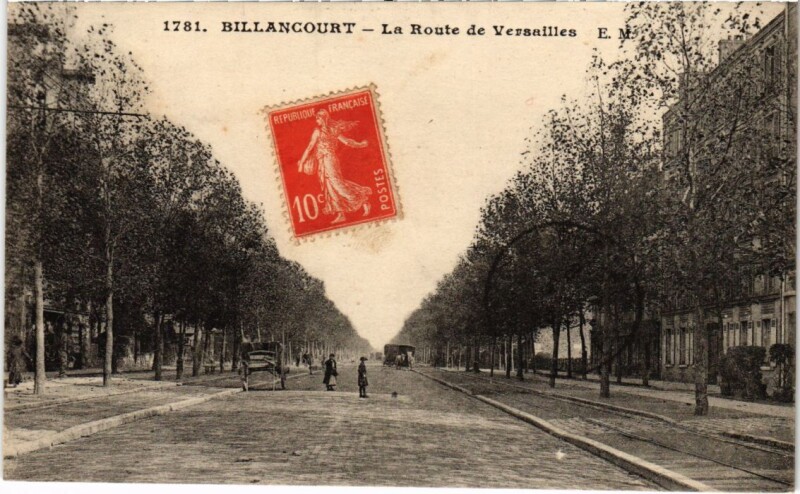 Carte postale ancienne Billancourt La Route de Versailles