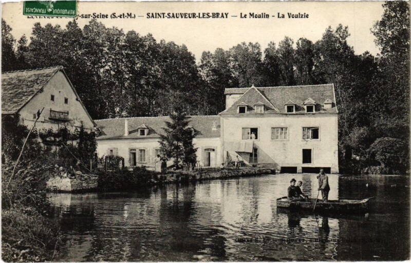 Carte postale ancienne Saint-Sauveur les Bray Le Moulin, La Voulzie France