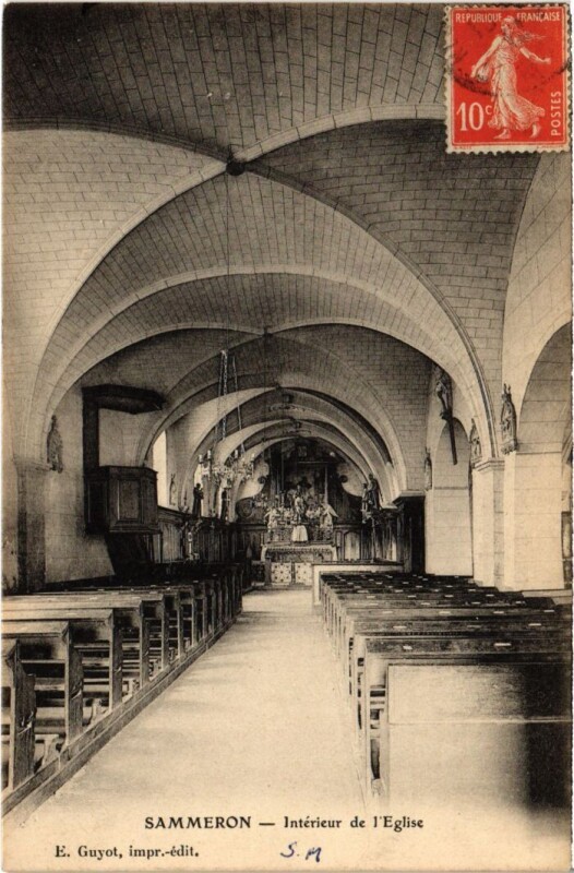 Carte postale ancienne Sammeron Interieur de l'Eglise France à Sammeron