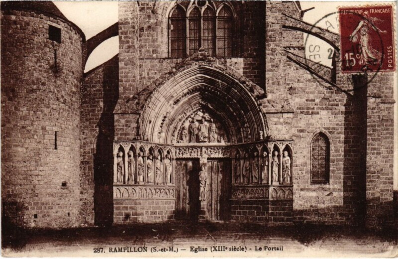 Carte postale ancienne Rampillon Eglise, Le Portail France à Rampillon