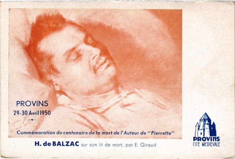 Carte postale ancienne Provins H de Balzac s son lit de mort France à Provins