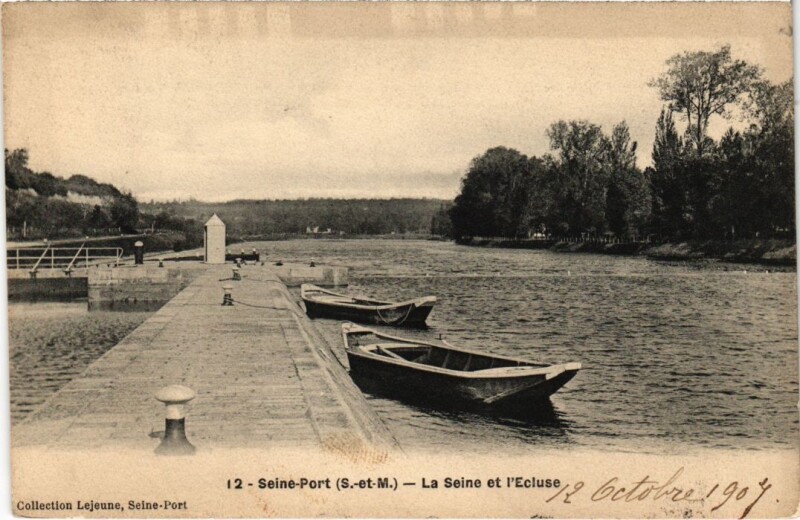 Carte postale ancienne Seine-Port La Seine et l'Ecluse France à Seine-Port