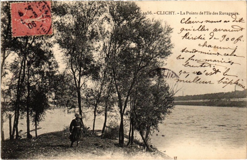 Carte postale ancienne Clichy La Pointe de l'Ile des Ravageurs à Asnières-sur-Seine