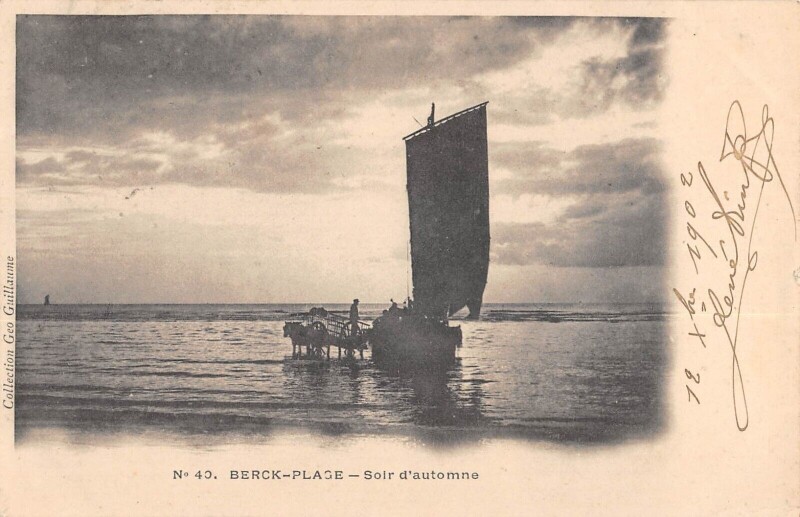Carte postale ancienne Berck Plage Soir D'Automne à Berck