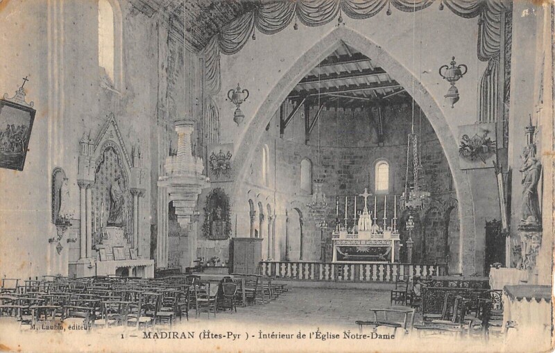 Carte postale ancienne Madiran Interieur De L'Eglise Notre Dame à Madiran