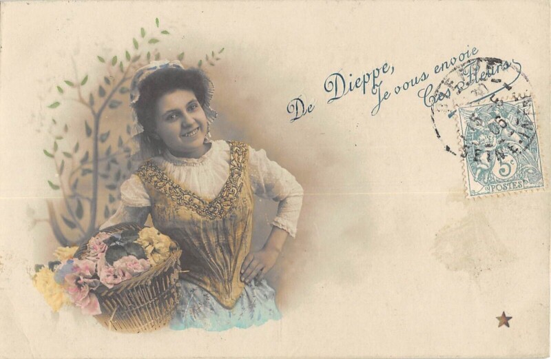 Carte postale ancienne De Dieppe Je Vous Envoie Ces Fleurs à Dieppe