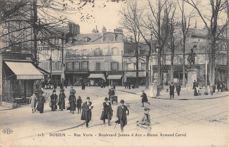 Carte postale ancienne Rouen Rue Verte Boulevard Jeanne D'Arc à Rouen