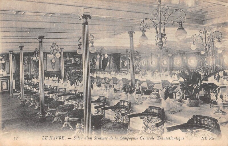 Carte postale ancienne Le Havre Salon D'Un Steamer De La Cie Transatlantique au Havre