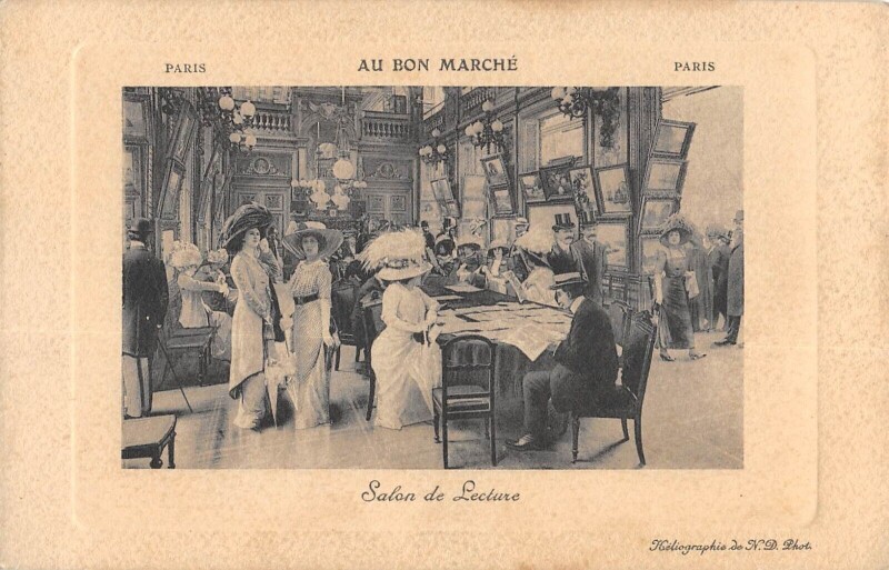 Carte postale ancienne Paris Au Bon Marche Salon De Lecture à Paris 7e