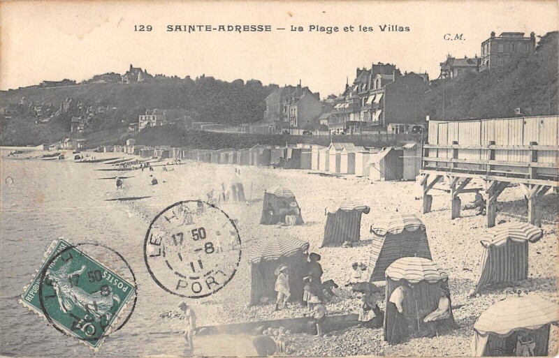 Carte postale ancienne Saint Adresse La Plage Et Le Villas