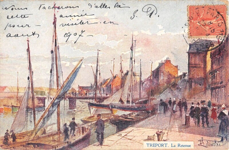 Carte postale ancienne Le Treport La Retenue Cpa Illustrateur