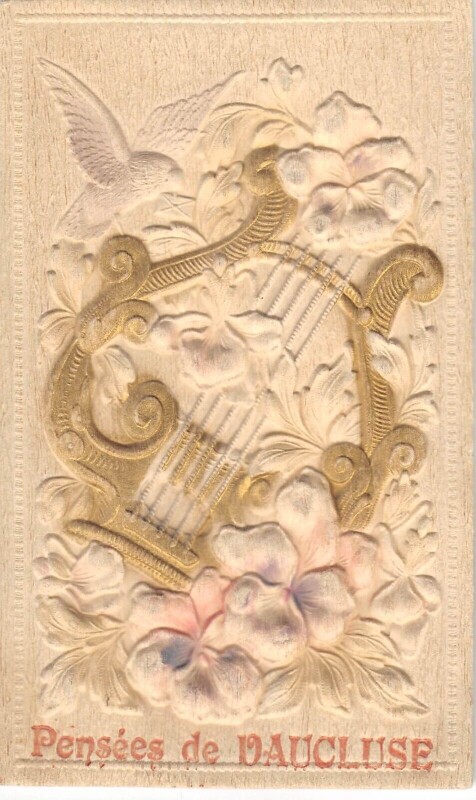 Carte postale ancienne Vaucluse Superbe Cpa Tres Gaufree En Relief Aux Attributs De Musique