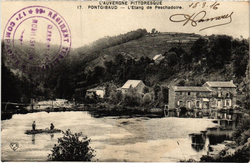 Carte postale ancienne Pontgibaud L'Etang de Peschadoire France à Pontgibaud