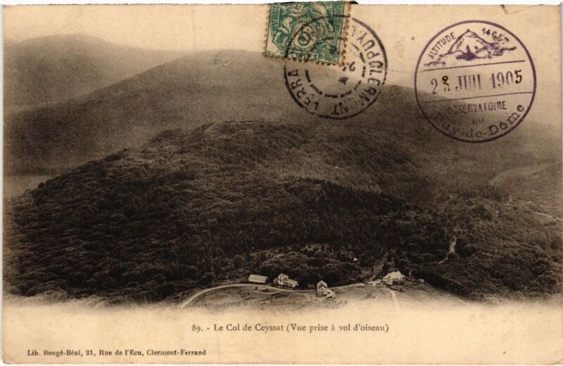 Carte postale ancienne Ceyssat Le Col, vue prise a vol d'Oiseau France à Ceyssat
