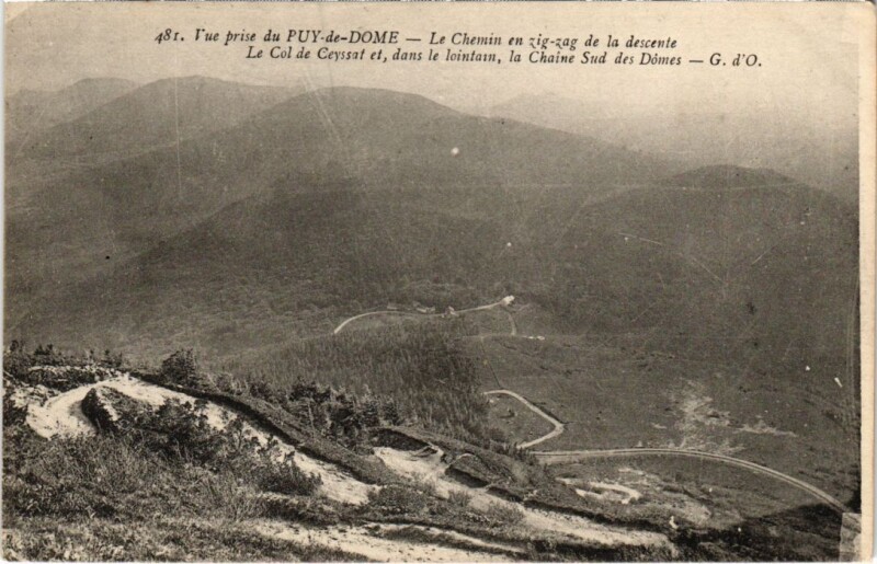 Carte postale ancienne Le Col de Ceyssat Le Chemin en zig-zag de la descente France à Ceyssat