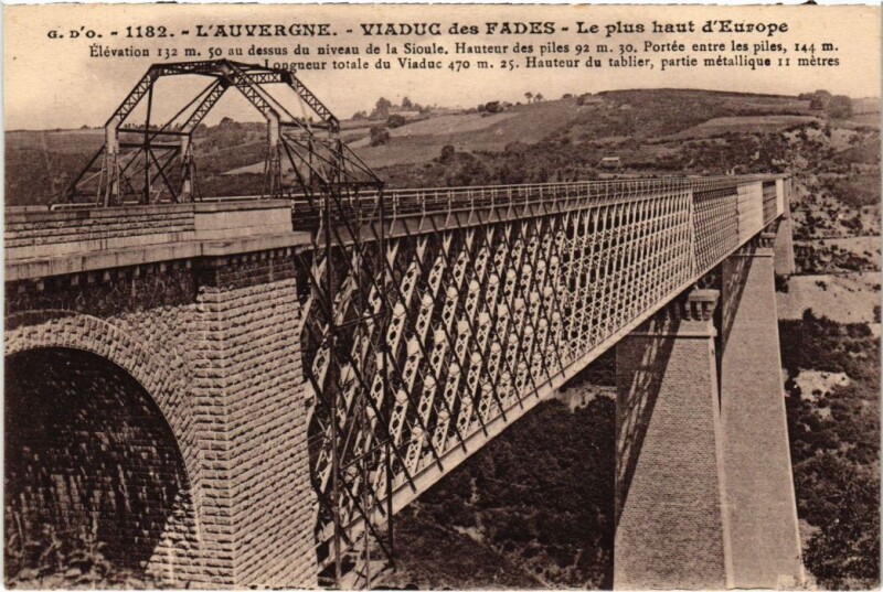 Carte postale ancienne Auvergne Viaduc des Fades, Le plus haut d'Europe France