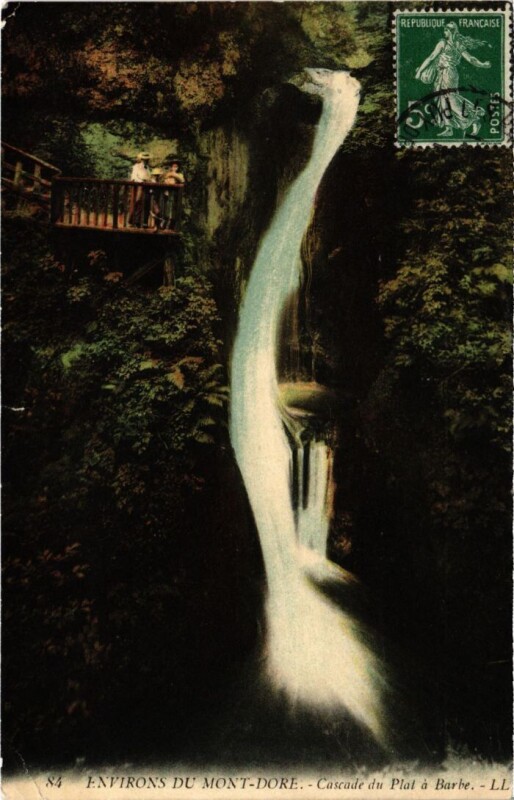 Carte postale ancienne Mont-Dore Cascade de Plat a Barbe France à Mont-Dore
