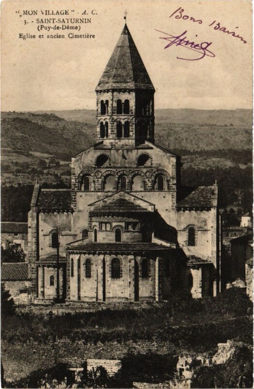 Carte postale ancienne Saint-Saturnin Eglise et ancien Cimetiere France à Saint-Saturnin