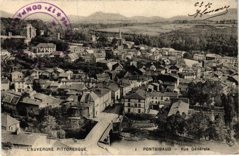 Carte postale ancienne Pontgibaud Vue Generale France à Pontgibaud