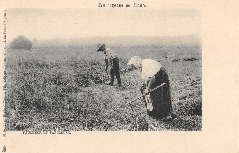 Carte postale ancienne Agriculture Les Paysans De France Faucheur Et Sarcleuse