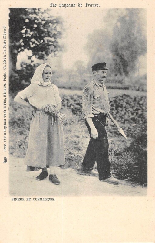 Carte postale ancienne Agriculture Les Paysans De France Bineur Et Cueilleuse