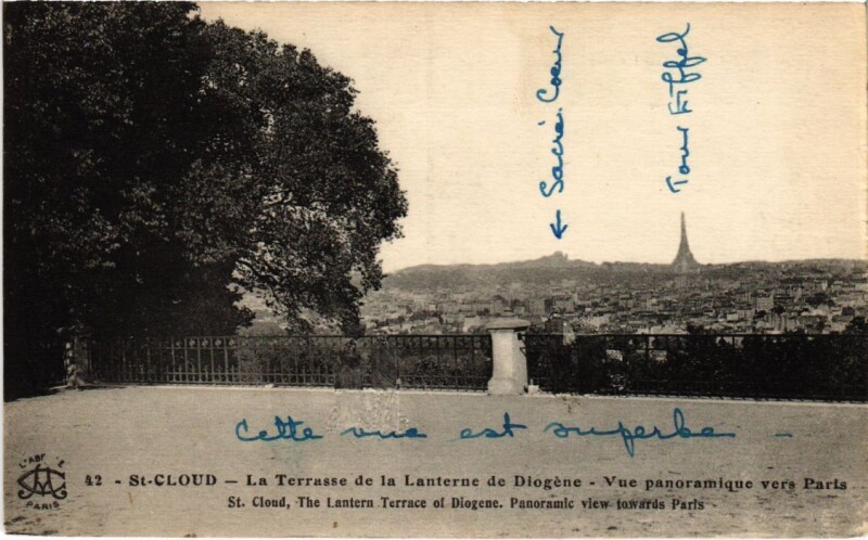 Carte postale ancienne Saint Cloud Terrasse de la Laterne de Diogene à Saint-Cloud