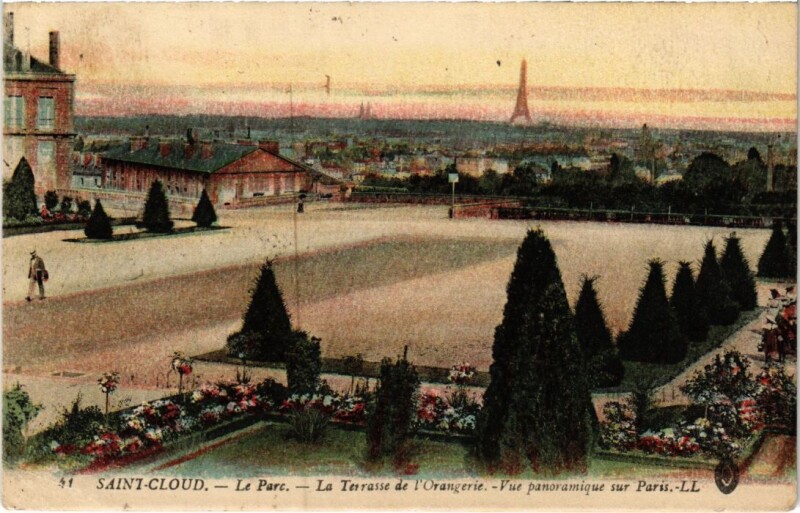 Carte postale ancienne Parc de Saint Cloud Terrasse de l'Orangerie à Saint-Cloud