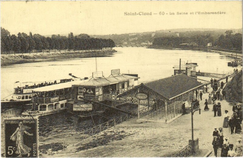 Carte postale ancienne Saint Cloud La Seine et l'Embarcadere à Saint-Cloud