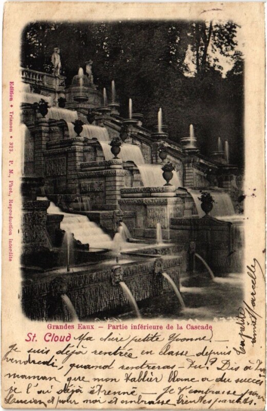 Carte postale ancienne Saint Cloud Partie inferieure de la Cascade à Saint-Cloud