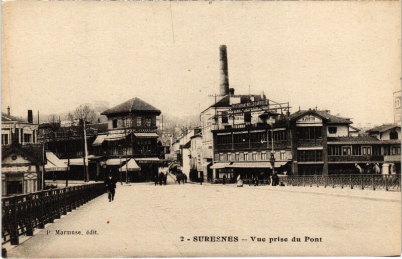 Carte postale ancienne Suresnes vue prise du Pont à Suresnes
