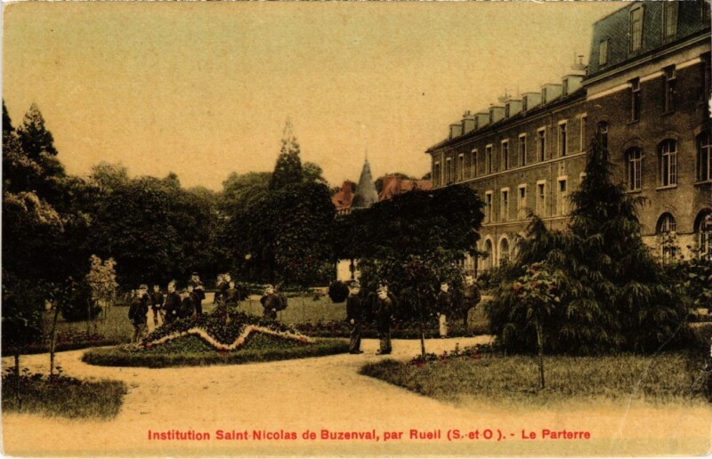 Carte postale ancienne Rueil Institution Saint-Nicolas Le Parterre