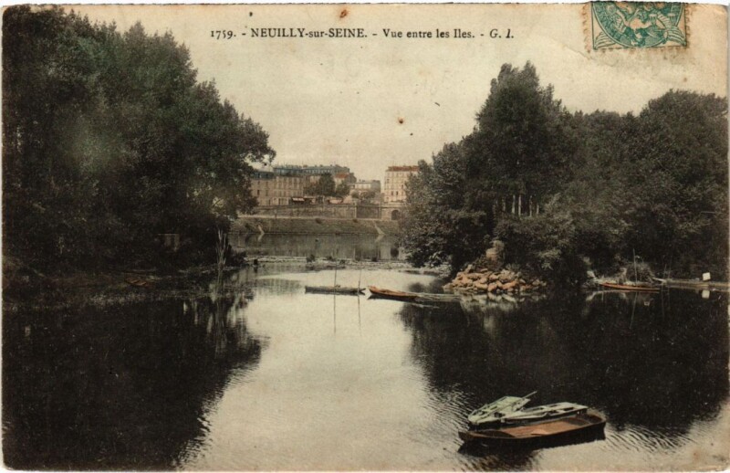 Carte postale ancienne Neuilly vue entre les Iles