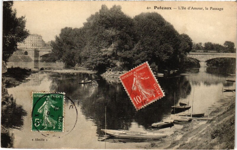 Carte postale ancienne Puteaux Ile d'Amour Le Passage à Puteaux