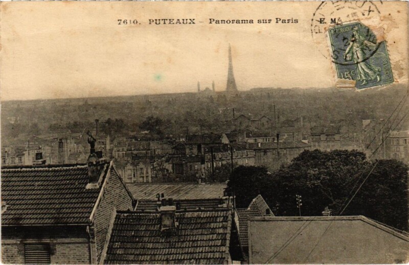Carte postale ancienne Puteaux panorama sur Paris à Puteaux