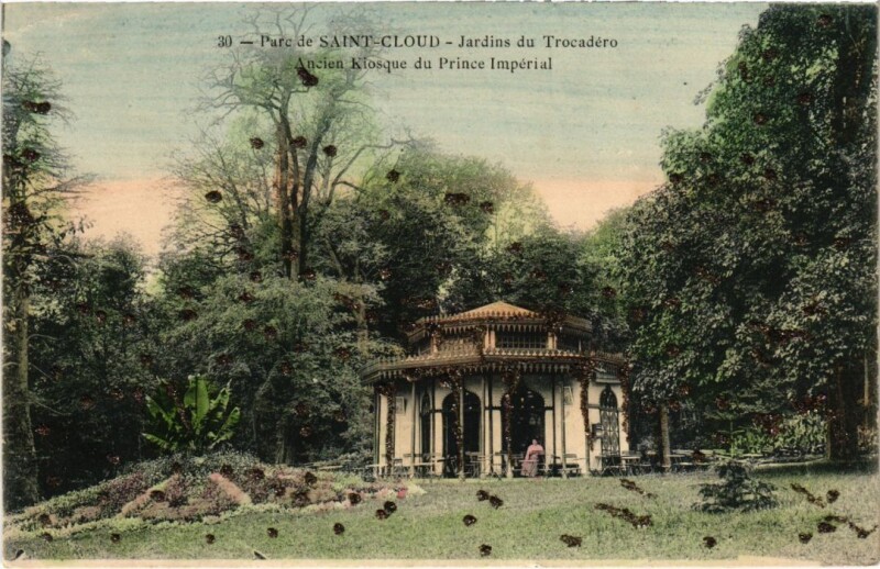Carte postale ancienne Saint Cloud Jardins du Trocadero Kiosque à Saint-Cloud