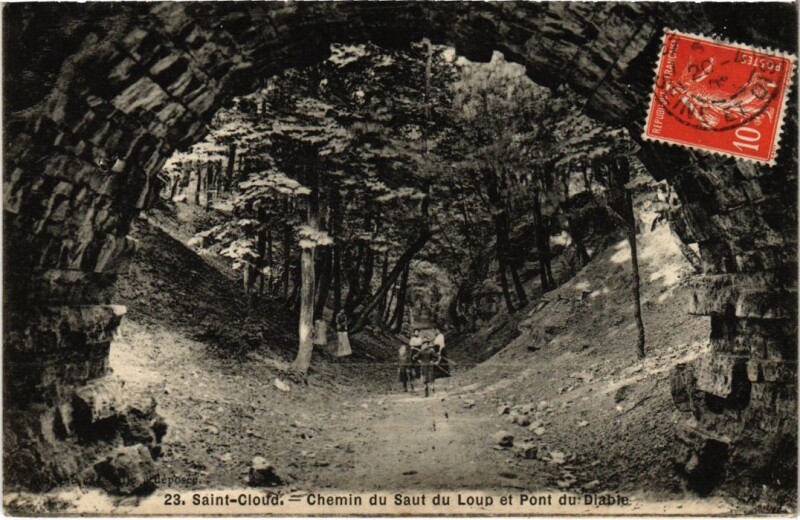 Carte postale ancienne Saint Cloud Chemin du Saut du Loup et Pont du Diable à Saint-Cloud