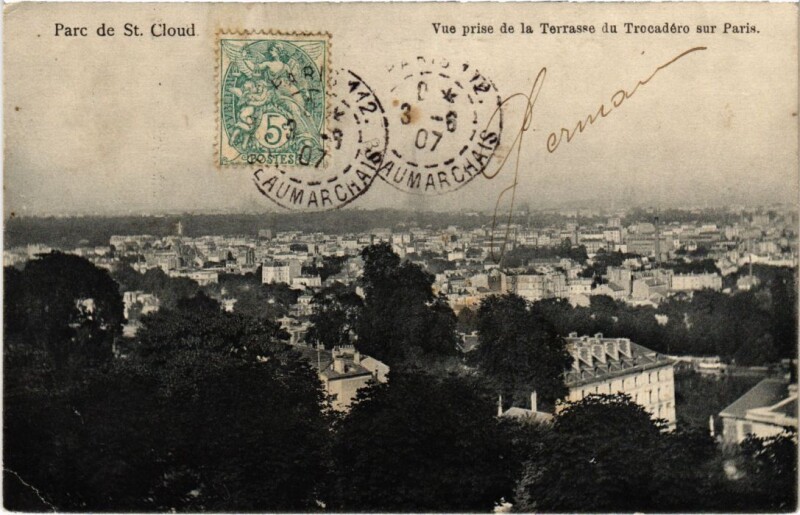 Carte postale ancienne Saint Cloud vue prise de la Terrasse à Saint-Cloud