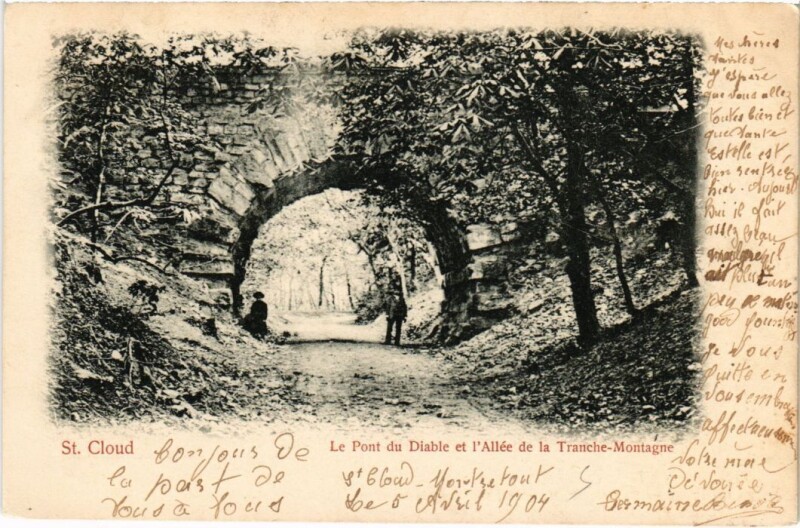 Carte postale ancienne Saint Cloud Le Pont du Diable Allee de la Tranche Montagne à Saint-Cloud