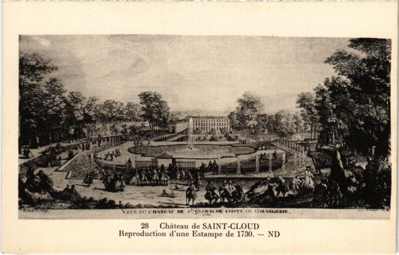 Carte postale ancienne Chateau de Saint Cloud Reproduction d'une Estampe de 1730 à Saint-Cloud