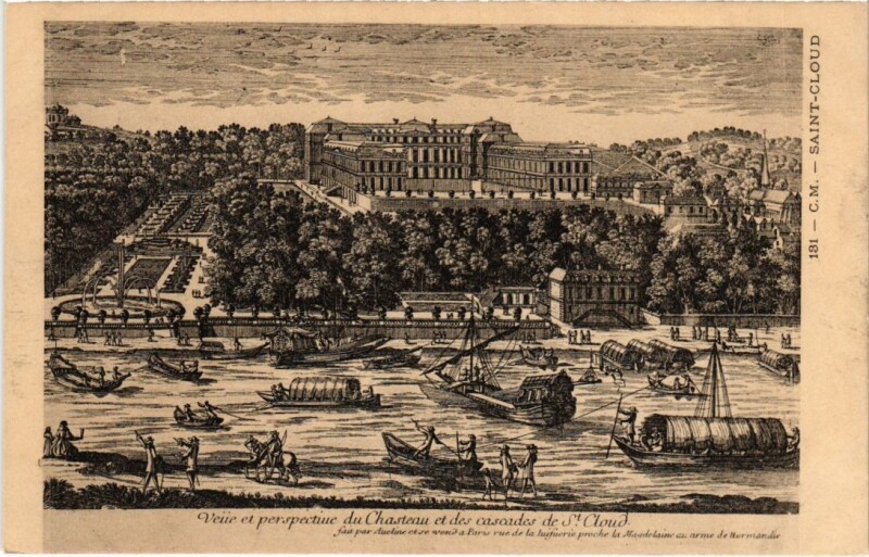 Carte postale ancienne Saint Cloud vue et perspective du Chateau à Saint-Cloud