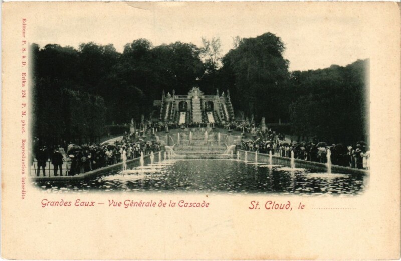Carte postale ancienne Saint Cloud vue generale de la Cascade à Saint-Cloud