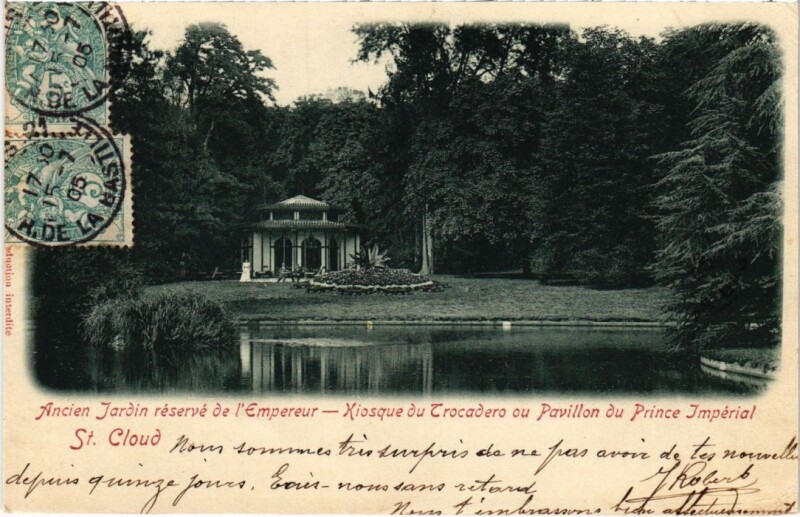 Carte postale ancienne Saint Cloud Kiosque du Trocadero à Saint-Cloud