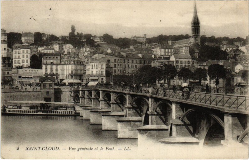 Carte postale ancienne Saint Cloud vue generale et le Pont à Saint-Cloud