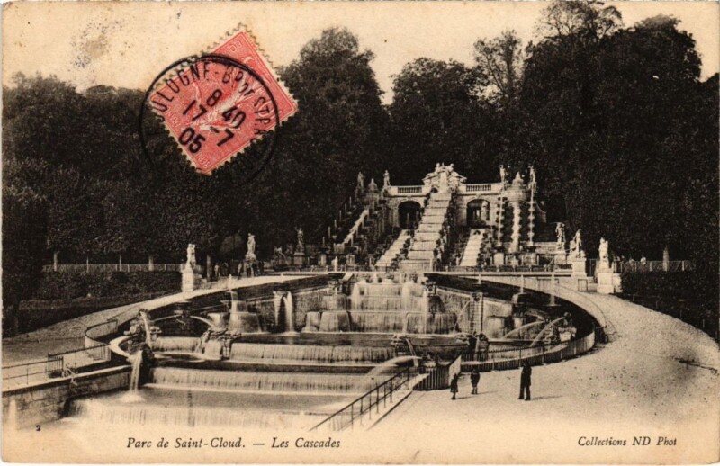 Carte postale ancienne Parc de Saint Cloud Les Cascades à Saint-Cloud