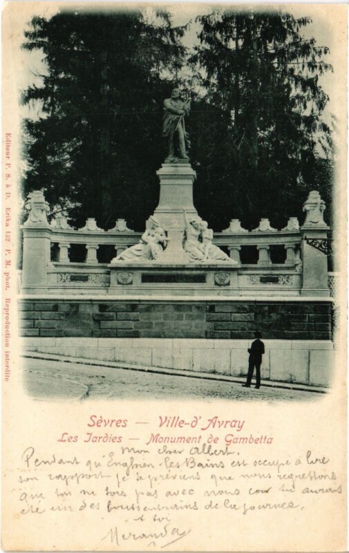 Carte postale ancienne Sevres Monument de Gambetta