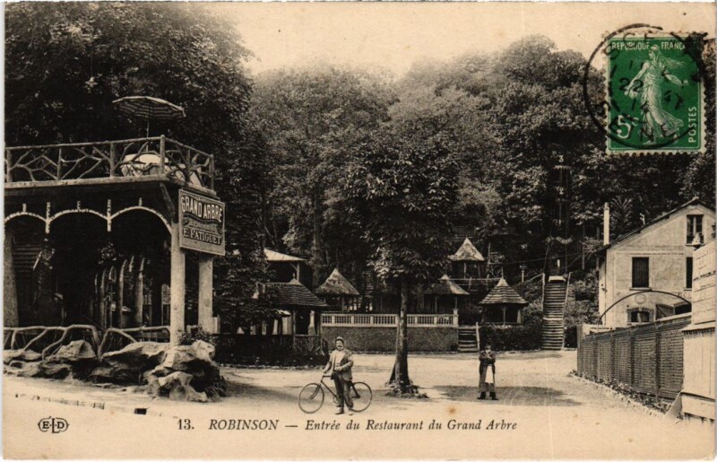 Carte postale ancienne Robinson Entree du Restaurant du Grand Arbre
