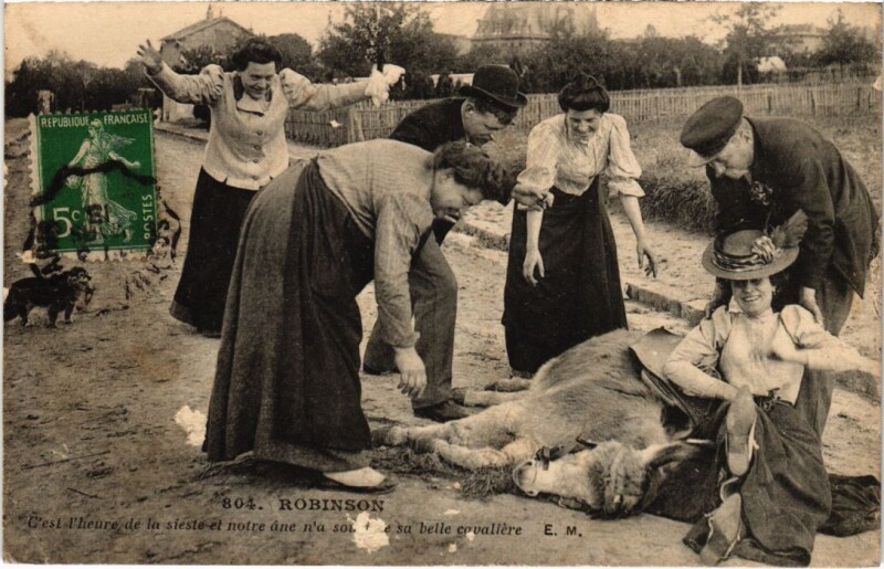 Carte postale ancienne Robinson C'es l'heure de la sieste