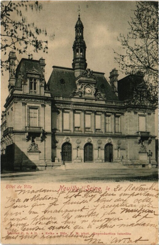 Carte postale ancienne Neuilly Hotel de Ville