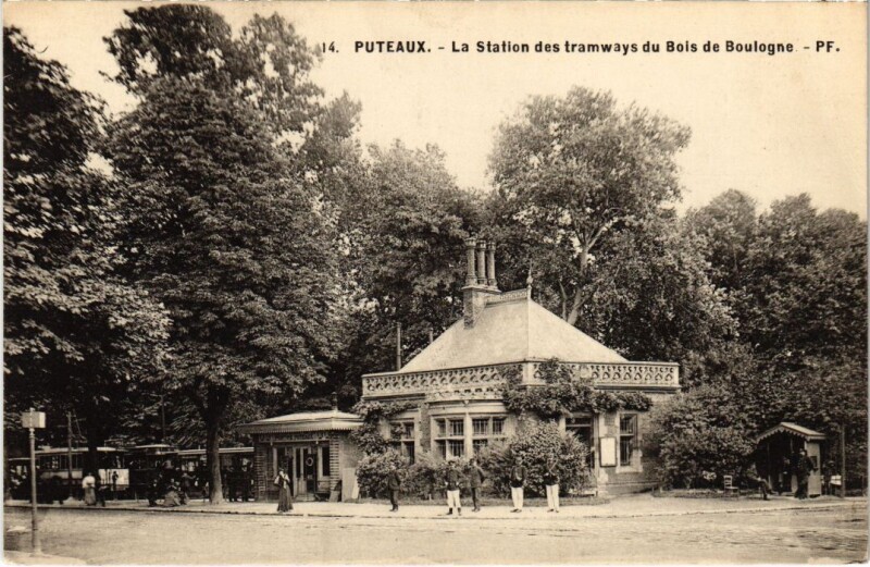 Carte postale ancienne Puteaux Station des tramways du Bois du Boulogne à Puteaux