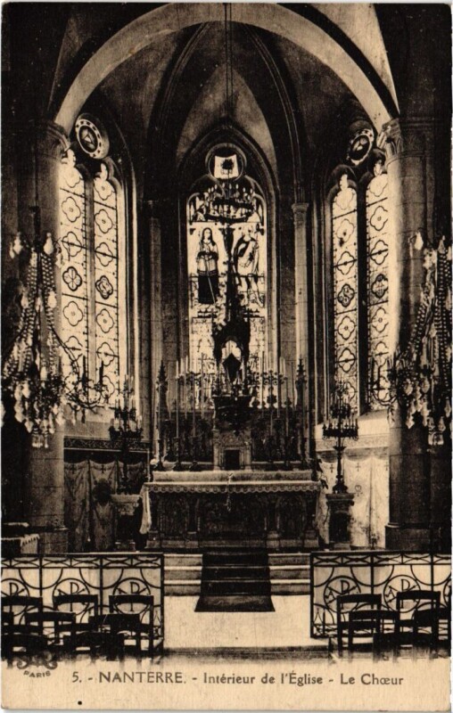 Carte postale ancienne Nanterre Interieur de l'Eglise Le Choeur à Nanterre